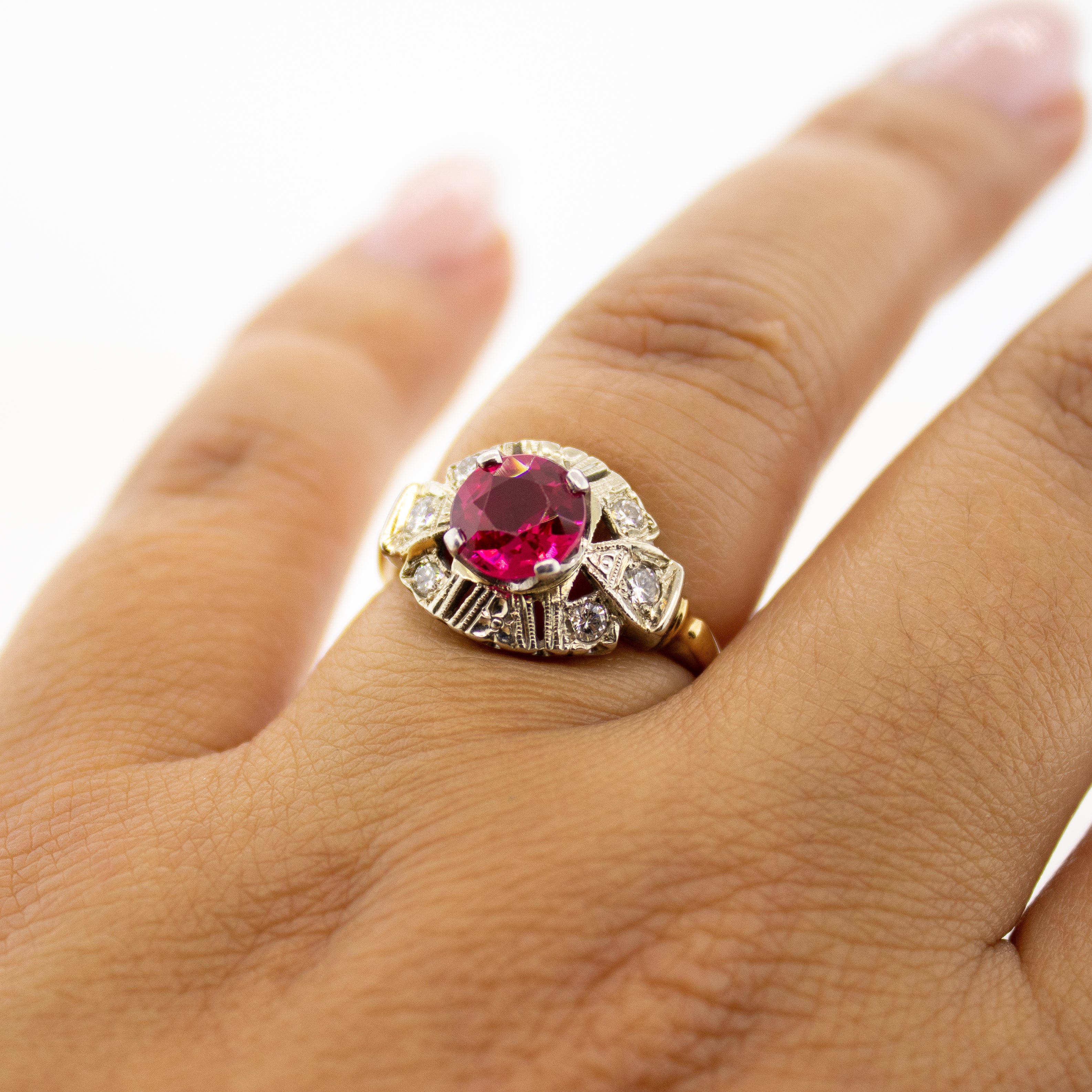 Vintage 14K Two-Tone Gold Ruby Ring Lizzy's Jewelry Loan